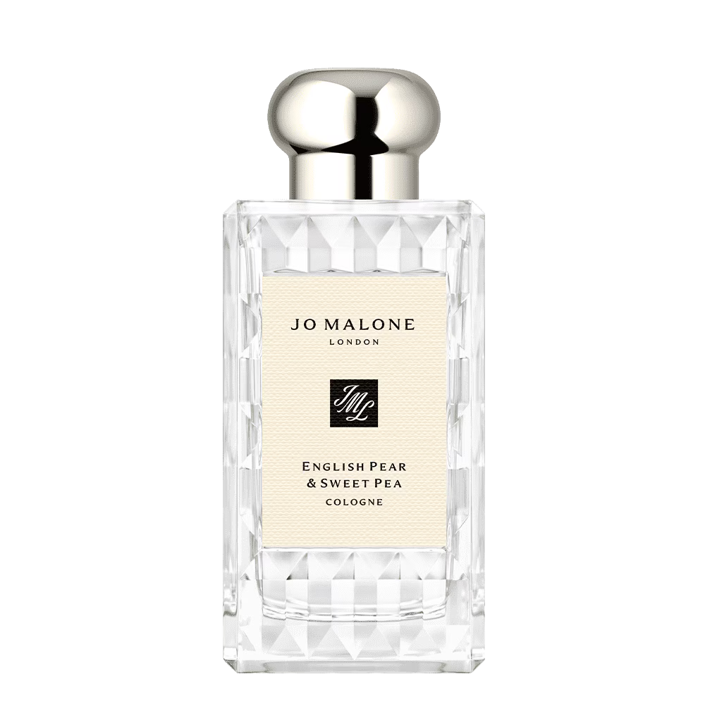 Jo Malone English Pear & Sweet Pea cologne bottle on a white background