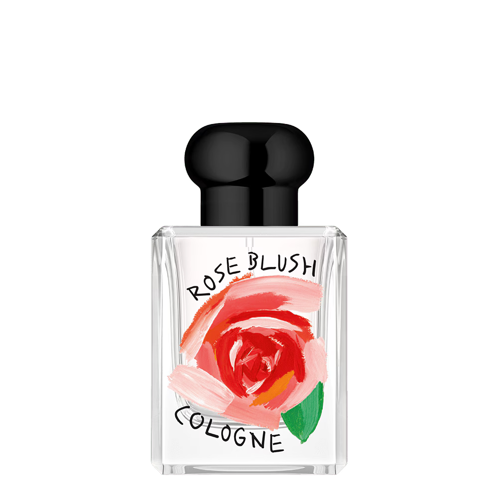 Rose Blush Cologne by Jo Malone London bottle with black cap on a white background