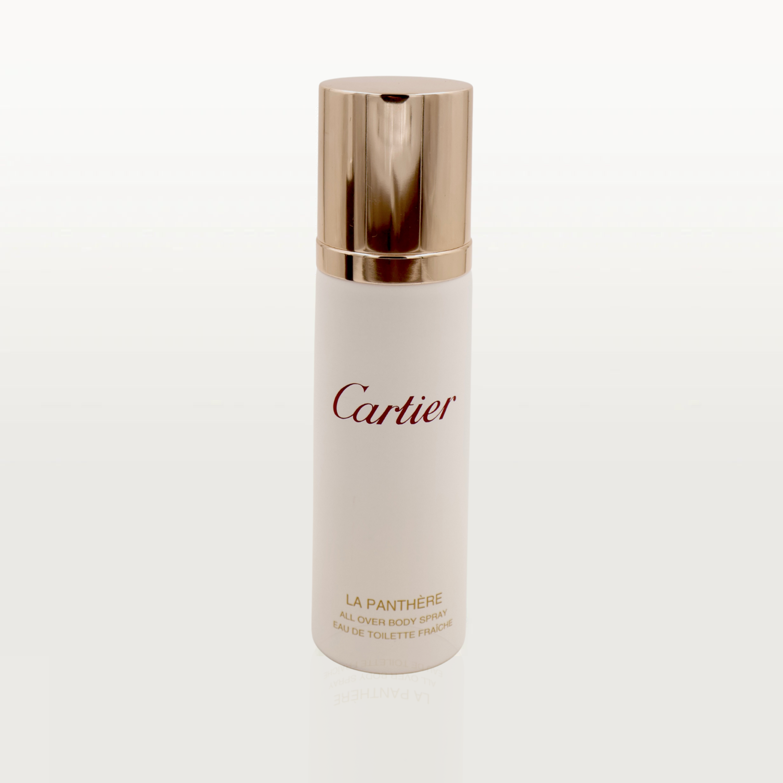 Cartier La Panthere all over body spray bottle on a white background