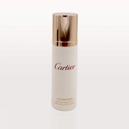 Cartier La Panthere all over body spray bottle on a white background