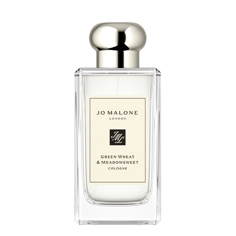 Jo Malone Green Wheat & Meadowsweet cologne bottle on a white background