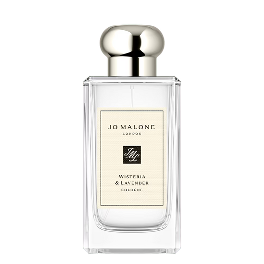 Jo Malone Wisteria & Lavender cologne bottle on a white background