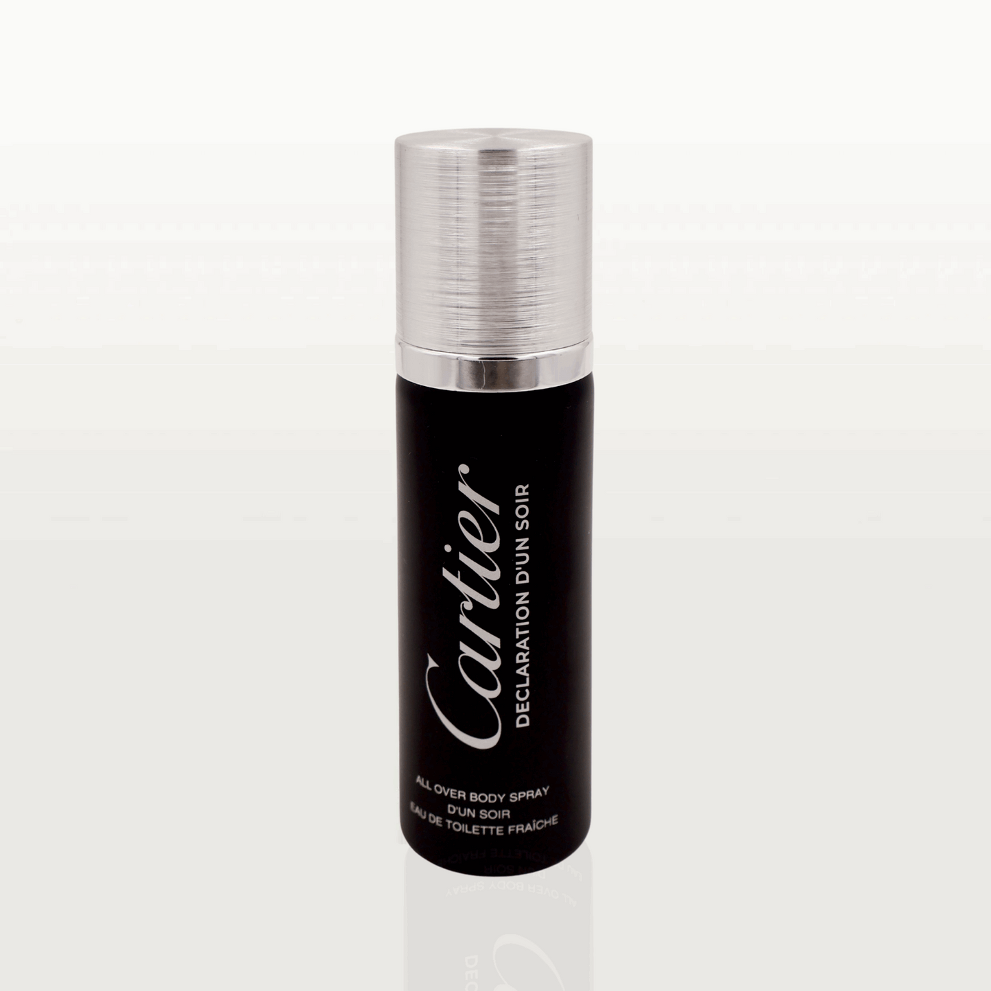 100ml slender black Cartier Déclaration d'un Soir spray bottle with a minimalist silver cap.