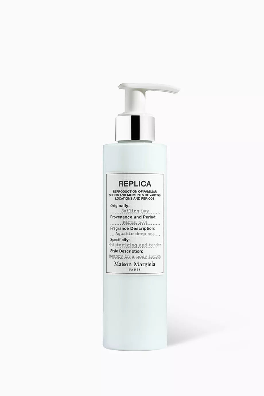 Maison Margiela Replica Sailing Day Body Lotion 200ml white pump bottle.